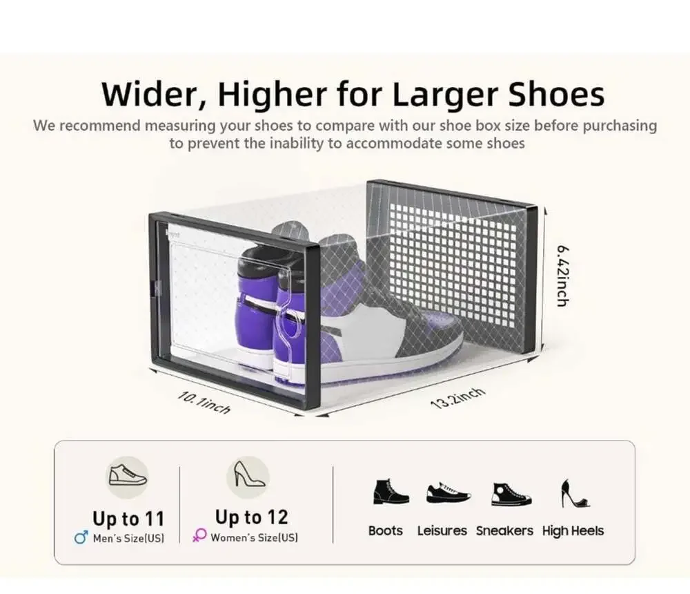 Clear Stackable Plastic Shoe Storage Boxes, 12 Pack Modular Sneaker Containers
